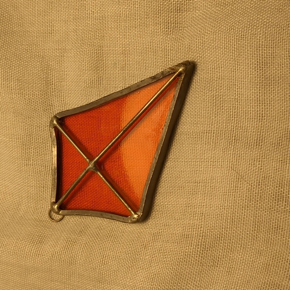 2 Stained glass window sun catchers. Lg.orange kite, red flowers leaves vine. - Picture 3 of 4